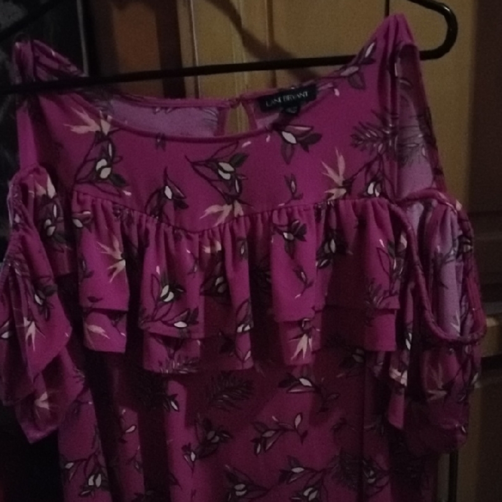 Lane Bryant Magenta Floral Blouse
